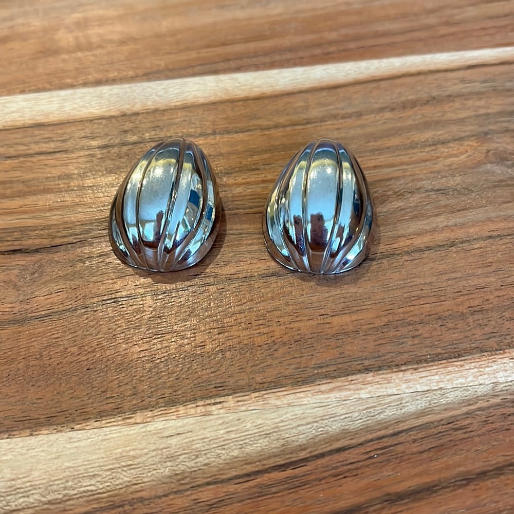 Chico's Silver Pendant Stripe Stud Earrings